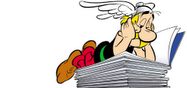 asterix leyendo